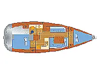 Sun Odyssey 389 - 2 cab - Layout image