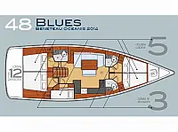 Oceanis 48 (5 cabins) - Layout image