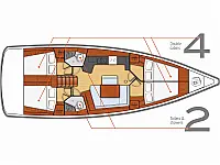 Oceanis 45 (4 cabs) - Layout image