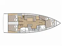 Oceanis 40.1 (3 double and 1 bunk beds) - Layout image