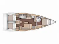 Dufour 430 (3 cab) - Layout image