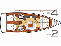 Oceanis 45 (4 cabins) - Layout image