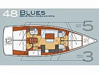 Oceanis 48 (5 cabins) - Layout image