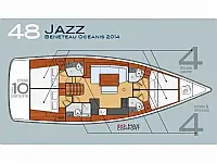 Oceanis 48 (4 cabins) - Layout image