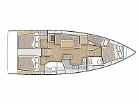 Oceanis 40.1 (3 double and 1 bunk beds) - Layout image